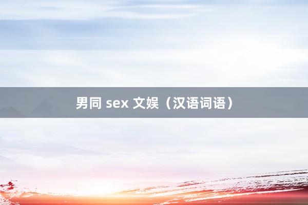 男同 sex 文娱(汉语词语)